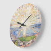 Edvard Munch Sunrise Art Nouveau Expressionism ラージ壁時計 (傾斜)