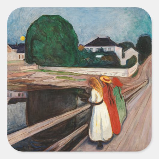 Edvard Munch - The Girls on the Bridge スクエアシール (正面)