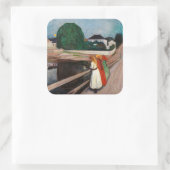 Edvard Munch - The Girls on the Bridge スクエアシール (バッグ)