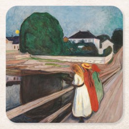 Edvard Munch - The Girls on the Bridge スクエアペーパーコースター