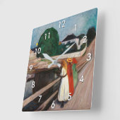 Edvard Munch - The Girls on the Bridge スクエア壁時計 (傾斜)