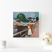 Edvard Munch - The Girls on the Bridge スクエア壁時計 (ホーム)