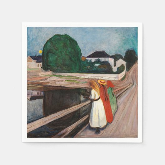 Edvard Munch - The Girls on the Bridge スタンダードカクテルナプキン (正面)