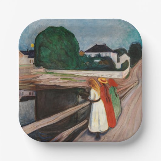 Edvard Munch - The Girls on the Bridge ペーパープレート (正面)