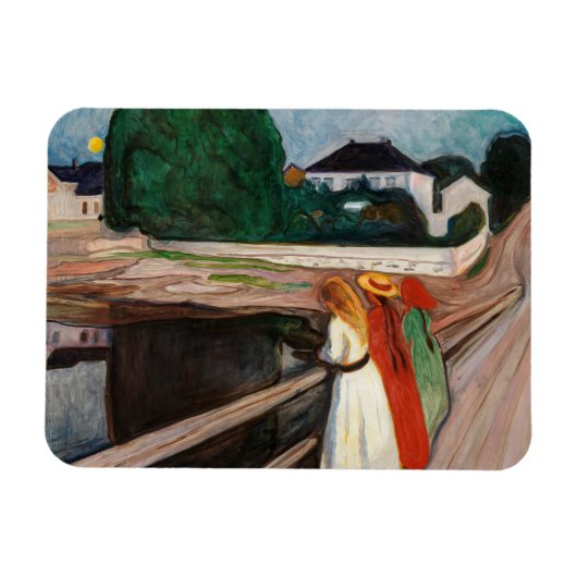 Edvard Munch - The Girls on the Bridge マグネット (横)