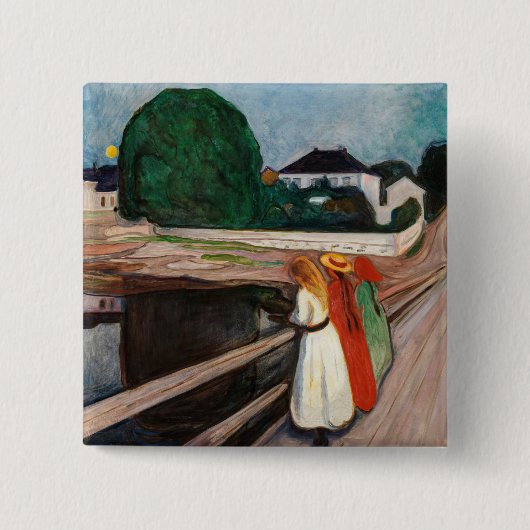 Edvard Munch - The Girls on the Bridge 缶バッジ (正面)