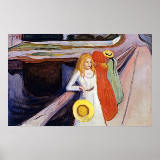 Edvard Munch - The Girls on the Bridge 1901 ポスター (正面)