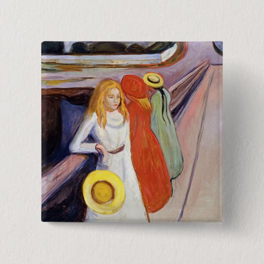 Edvard Munch - The Girls on the Bridge 1901 缶バッジ (正面)