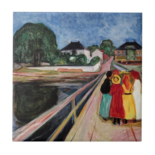 Edvard Munch - The Girls on the Bridge 1902 タイル (正面)