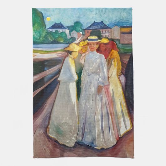 Edvard Munch - The Girls on the Bridge 1903 キッチンタオル (縦)