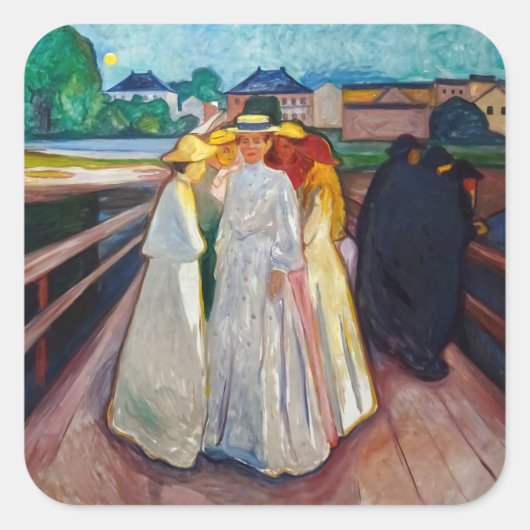 Edvard Munch - The Girls on the Bridge 1903 スクエアシール (正面)
