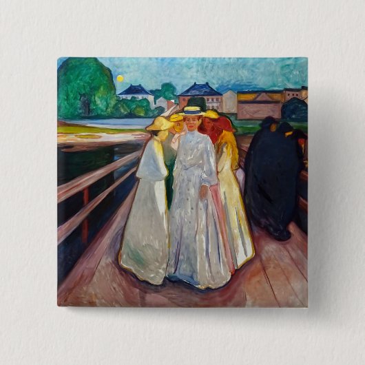 Edvard Munch - The Girls on the Bridge 1903 缶バッジ (正面)
