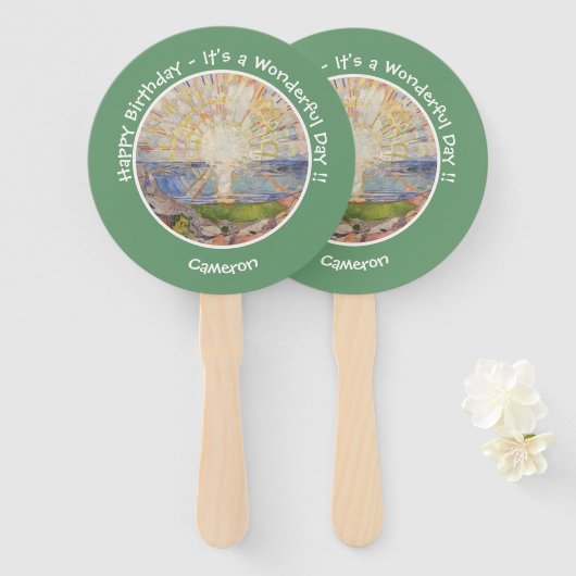 Edvard Munch The Sun (Solen) – サンライズパーティー項目 ハンドファン (正面&裏面)