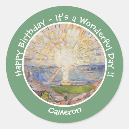 Edvard Munch The Sun (Solen) – サンライズパーティー項目 ラウンドシール (正面)