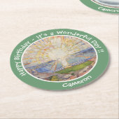 Edvard Munch The Sun (Solen) – サンライズパーティー項目 ラウンドペーパーコースター (アングル)