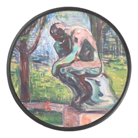 Edvard Munch - The Thinker by Rodin アイスホッケーパック (正面)