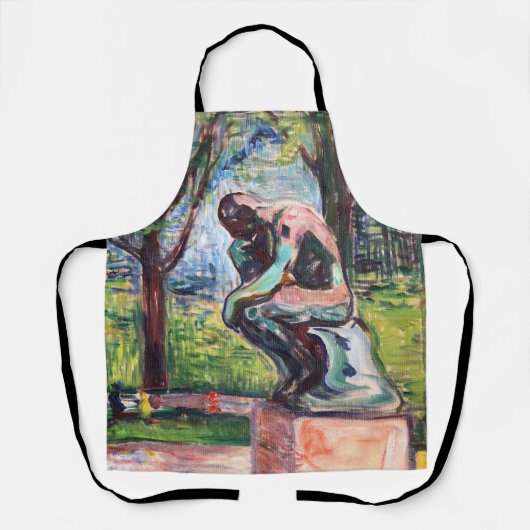 Edvard Munch - The Thinker by Rodin エプロン (正面)