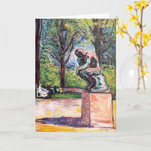 Edvard Munch - The Thinker by Rodin カード (黄色い花)