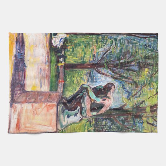 Edvard Munch - The Thinker by Rodin キッチンタオル (横)