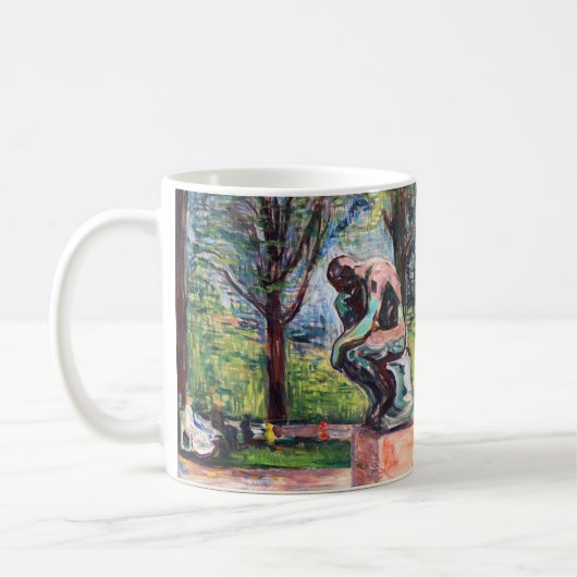 Edvard Munch - The Thinker by Rodin コーヒーマグカップ (左)