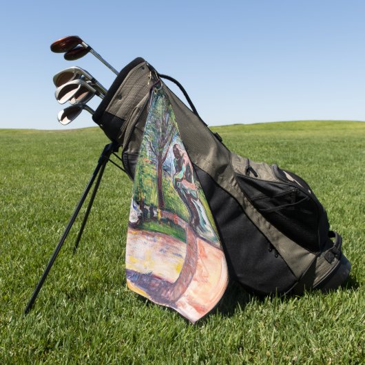 Edvard Munch - The Thinker by Rodin ゴルフタオル (グリーン)