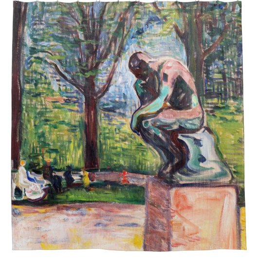 Edvard Munch - The Thinker by Rodin シャワーカーテン (正面)