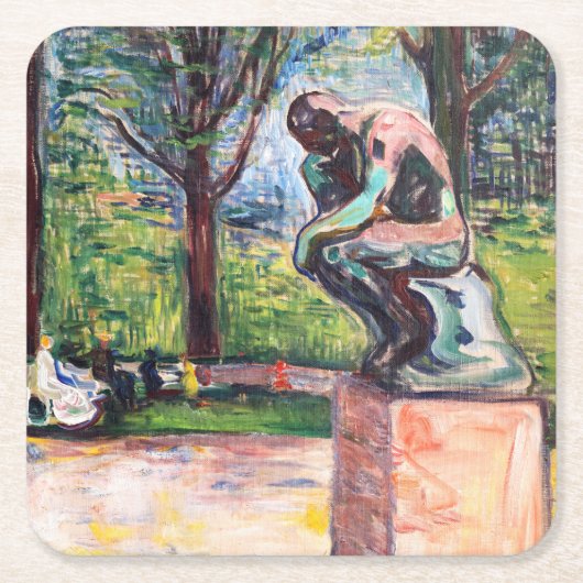 Edvard Munch - The Thinker by Rodin スクエアペーパーコースター (正面)