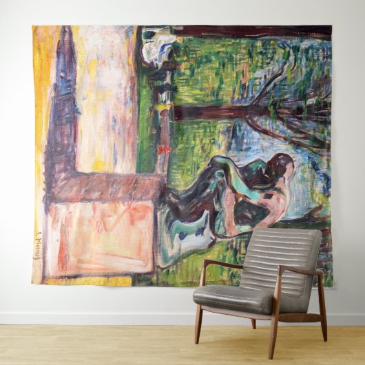 Edvard Munch - The Thinker by Rodin タペストリー (インサイチュ(横))