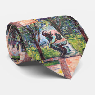 Edvard Munch - The Thinker by Rodin ネクタイ