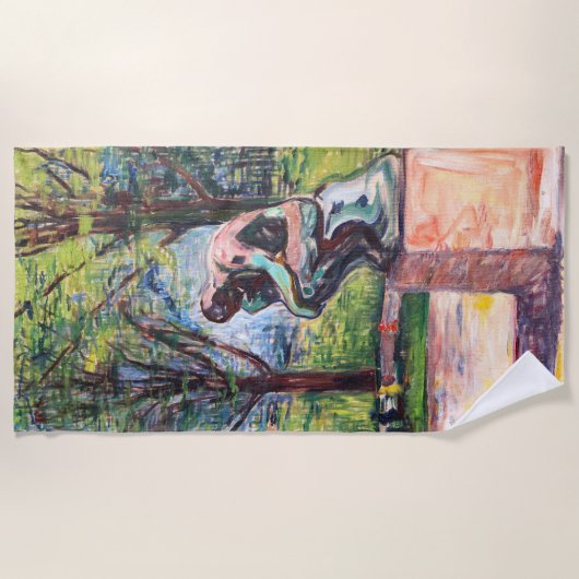 Edvard Munch - The Thinker by Rodin ビーチタオル (正面)