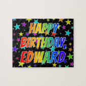 "EDWARD"名、おもしろい"ハッピーバースデー" ジグソーパズル (横)