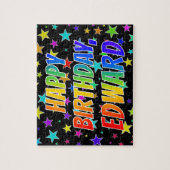 "EDWARD"名、おもしろい"ハッピーバースデー" ジグソーパズル (縦)