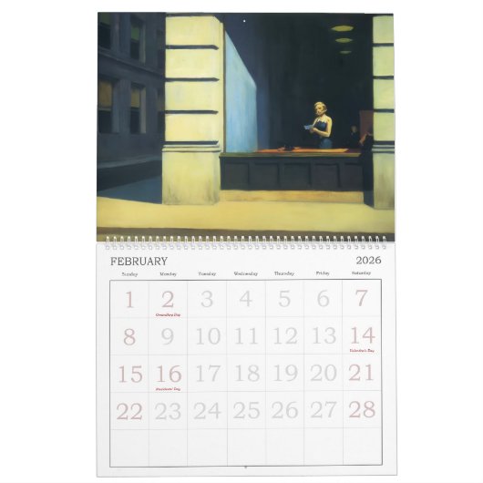 Edward Hopper Artistic Wall Calendar カレンダー (2月 2026)