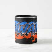 Edward Vorname Name Graffiti blue orange Tasse マグカップ (中央)