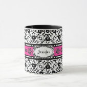 Edwardianのエレガントなダマスク織はあなたの名前を加えます マグカップ (中央)