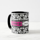 Edwardianのエレガントなダマスク織はあなたの名前を加えます マグカップ (正面左)