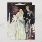 Edwardianのエレガントな結婚式 招待状 (正面/裏面)