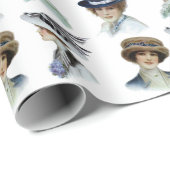 Edwardianの帽子のヴィンテージのファッションの女の子 ラッピングペーパー (ロールコーナー)
