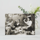 EDWARDIANの期間のピクニックおもしろいなはえの人の美しいの女性 招待状 (スタンド正面)