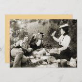 EDWARDIANの期間のピクニックおもしろいなはえの人の美しいの女性 招待状 (正面/裏面)