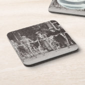 Edwardianの競輪選手のグループ、早い1900年代(b/w pH コースター (左側)