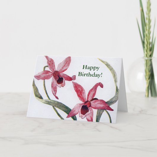 Edwardian Orchid Birthday Card カード (正面)