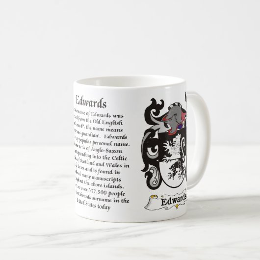 Edwards家族の紋章付き外衣マグ コーヒーマグカップ (正面右)