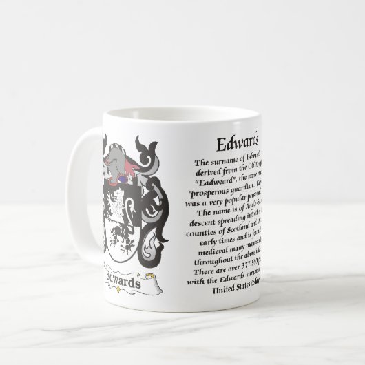 Edwards家族の紋章付き外衣マグ コーヒーマグカップ (正面左)
