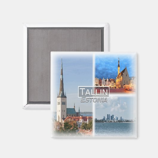 EE0004ヨーロッパ、エストニア、タリン、冷蔵庫 マグネット (正面/裏面)