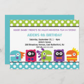 Eeek! Rawr! モンスターの招待状 招待状 (正面/裏面)