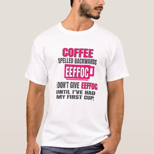EEFFOCモーニングコーヒーに逆綴りのコーヒー Tシャツ (正面)