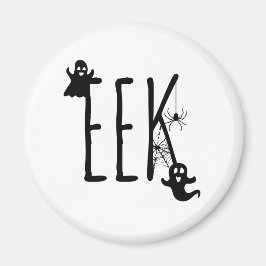 EEK ハロウィンマグネット、ゴースト、クモとウェブ ラウンド マグネット
