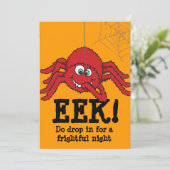 Eek! 大きい赤いくものハローウィンパーティの招待 招待状 (スタンド正面)