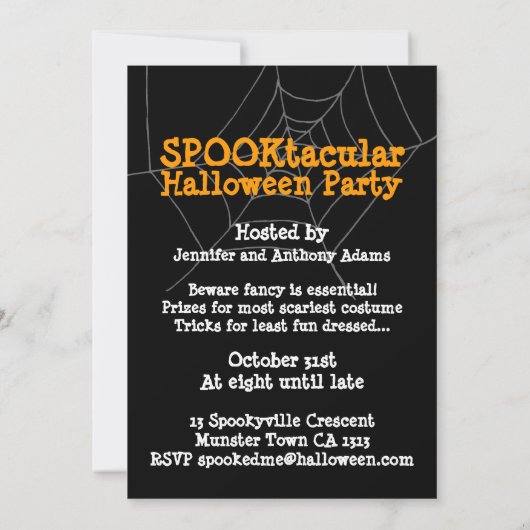 Eek! 大きい赤いくものハローウィンパーティの招待 招待状 (裏面)